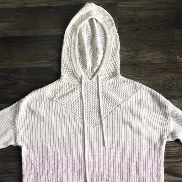 Anthropologie Ombré Sweater Hoodie Pink Blue Large Cotton Blend Pullover - Picture 2 of 14